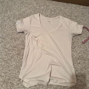 Z Supply Short Sleeve V-Neck Pocket Tee in Light Beige